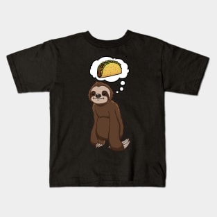 Sloth thinking about eating tacos Kids T-Shirt